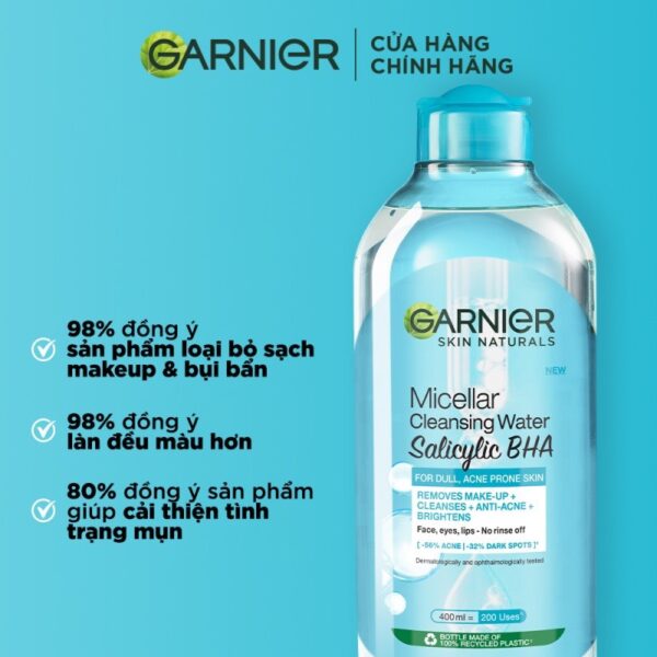 Nước Tẩy Trang Garnier Micellar Cleansing Water Salicylic BHA 400ml
